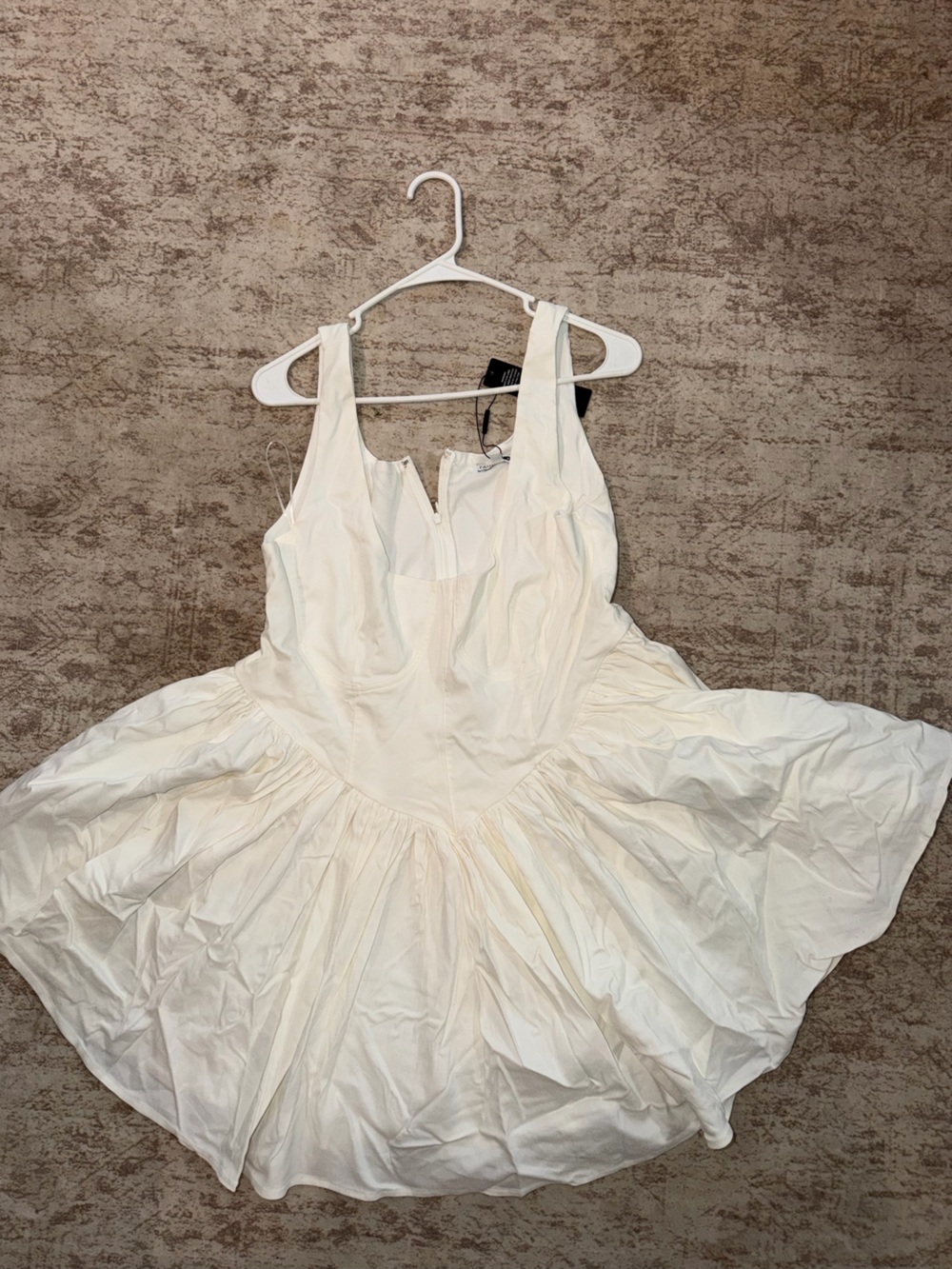 Fashion Nova Cream Strapless Fit-and-Flare Dress